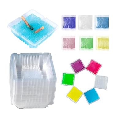 Imagem de 50 peças de cinzeiro descartável portátil sem fumaça, com 1 peça de base luxuosa, cinzeiros internos externos e areia perfumada para extinção de fumaça, ar fresco (multicolorido - 100 peças)