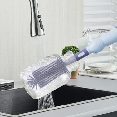 Imagem de Escova de mamadeira 3 em 1 para limpar mamadeiras, mamilos e canudos, limpador de mamadeira ideal para uso doméstico e em viagens (azul)