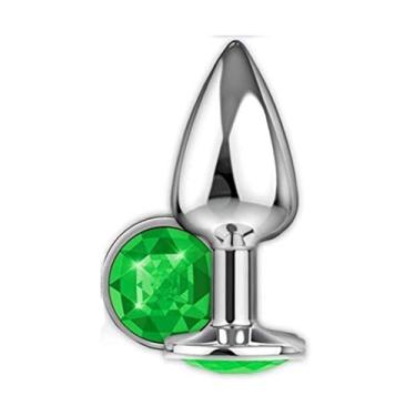 Imagem de Plug Anal Jóia Cromado C/Pedra Colorida Morashop Brinquedo Erótico (Verde)