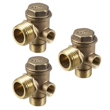 Imagem de uxcell Válvula de retenção de compressor de ar 90 graus conector de latão rosca fêmea direita 1/20.3 cm x 3/20.3 cm x 1/5.1 cm 3 peças