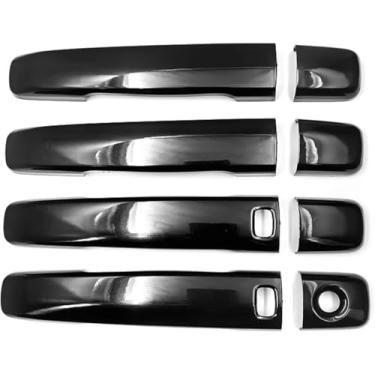 Imagem de Toworldit 8 pçs/conjunto ABS maçaneta exterior porta decoração acabamento capa compatível com Infiniti G25 G37 2008-2013 (com detecção inteligente, preto)