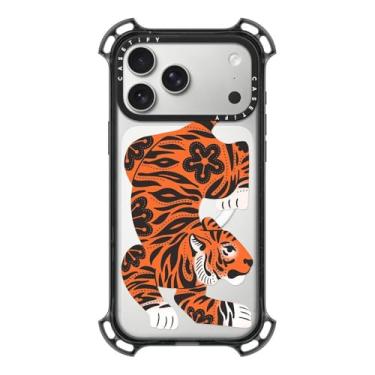 Imagem de CASETiFY Capa Bounce para iPhone 17 Pro Max [à prova de choque/compatível com Magsafe/6,5 m. Proteção contra quedas de grau militar 7X] - Tigre feroz - Preto transparente