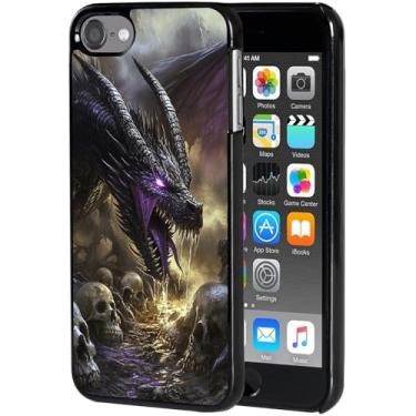 Imagem de AIRWEE Capa para iPod Touch 5ª/6ª/7ª geração, slim fit, à prova de choque e leve, durável para Apple iPod Touch, capa rígida de policarbonato com proteção contra quedas para mulheres e homens, caveira