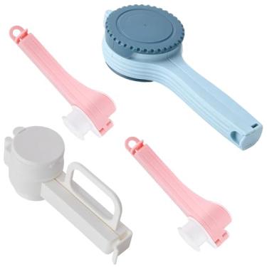 Imagem de 4 peças de clipes de saco de vedação com bico de despejo, clipes de armazenamento de alimentos reutilizáveis, clipes de plástico selador de temperos para lanches, grãos, ração para cães, grãos de café