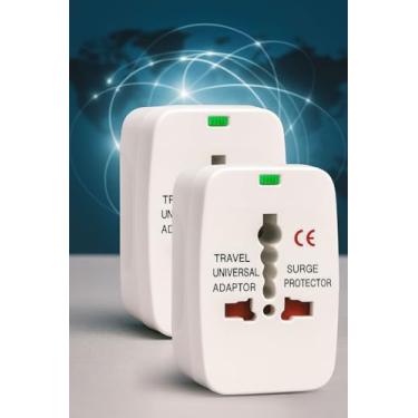 Imagem de Kit 2 Adaptadores Tomada Universal Padrão Internacional Bivolt Compatível 150 Países EUA Europa UK Ideal para Viagens