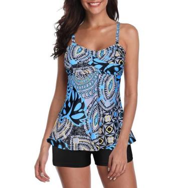 Imagem de Maiô Tankini Century Star 2024 feminino para controle de barriga azul