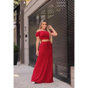 Imagem de Conjunto Saia Longo e Top Ciganinha - luh may, Vermelho, G