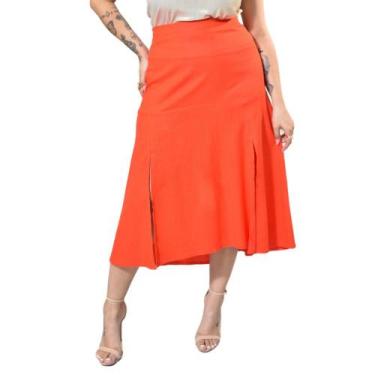 Imagem de Saia Midi c/ Fendas Linho + Viscose Plus Size Do 42 Ao 52 - Sutsen, La