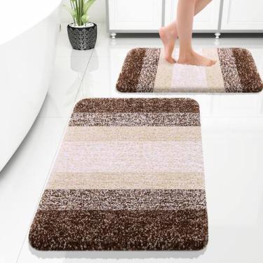 Imagem de Conjunto de tapetes de banho OLANLY, microfibra absorvente macia, 2 pe