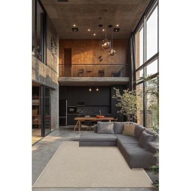 Imagem de Tapetes São Carlos – Tapete Sarja Junco| Estilo Nórdico Liso em Polipropileno c/Proteção UV | Lavável e Compacto p/Entrada e Sala | 0,3cm x 2m x 2,5m