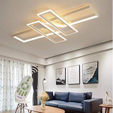 Imagem de Luminárias de teto modernas embutidas para sala de estar e jantar, iluminação regulável com controle remoto, lustre quadrado de acrílico para sala de estar, quarto, banheiro, cozinha, luminá