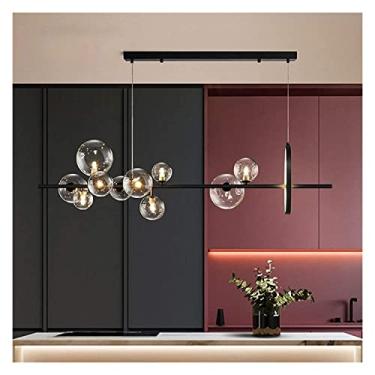Imagem de Lustre moderno, lustres de bola de vidro transparente, luzes pendentes de vidro decorativas nórdicas, luminária de teto suspensa para sala de estar, sala de jantar, quarto, lâmpada suspensa