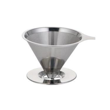 Imagem de Filtro de aço inoxidável 304, gotejador de café sem papel, cone de café em forma de funil, filtro de café reutilizável - malha de filtro de camada dupla.