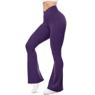 Imagem de Leggings UEU Flare Crossover de cintura alta para ioga e controle de b