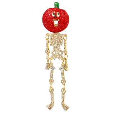 Imagem de Broche com pingente de esqueleto de caveira de abóbora com strass para mulheres, meninas, joias, moda, joias, criativo, vestido de férias, acessório para presente