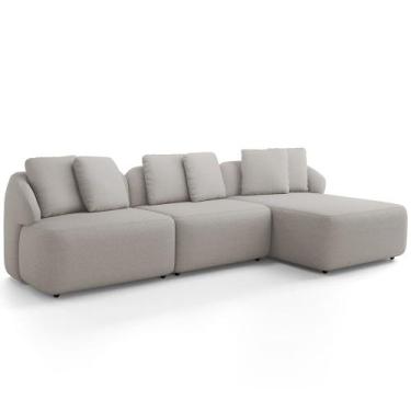 Imagem de Sofá 4 Lugares com Chaise Direito Sala Living 294cm Arlo F04 Linho Cru
