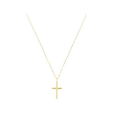 Imagem de Cordão Masculino Cadeado De 80cm E Crucifixo Joia Ouro 18k - DG Presen