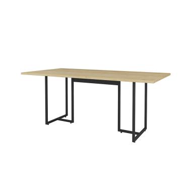 Imagem de Mesa de Jantar 06 Lugares Lina 180 Cm Natural Base Metálica Industrial Preto - D'Rossi