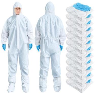 Imagem de Kit de roupa de proteção descartável Hazmat TrelaCo XXL White, 12 conj
