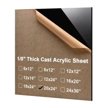 Imagem de Folhas de acrílico KINLINK 20x24cm 3mm, acrílico preto, 1 pacote