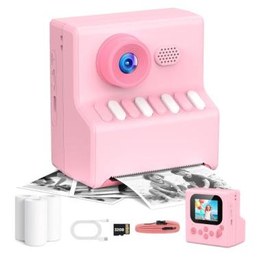 Imagem de Câmera de impressão instantânea HODDRCCN Kids 48MP 1080P MP3 rosa