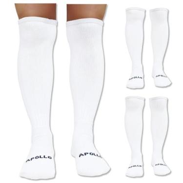 Imagem de Meião de Futebol Juvenil Preto Branco Azul Confortável Resistente Teci