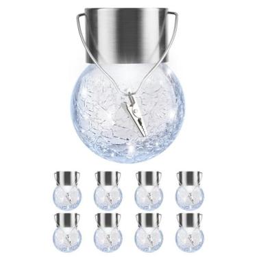 Imagem de Luzes solares suspensas PARTPHONER, pacote com 8, impermeáveis, branca