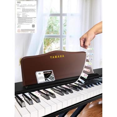 Imagem de Guia de notas de piano para iniciantes, etiquetas removíveis de notas de teclado de piano para aprendizagem, tamanho normal de 61 teclas, feito de borracha de silicone, sem necessidade de adesivos