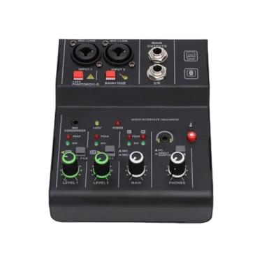 Imagem de Luocute Mixer de áudio BT de 2 Canais, Controlador de Som de DJ Com Múltiplas Entradas Phantom Power MP3 Saída AUX Botões de Controle Independentes Concha de Metal para Gravação de (Preto)
