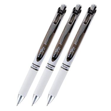 Imagem de Pentel Caneta esferográfica esferográfica retrátil EnerGel Deluxe RTX Pearl, 0,5 mm, ponta fina, preta, pacote com 3 (BLN75PWA)