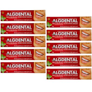 Imagem de Creme Dental Algdental – Branqueador e Refrescante com Flúor, Cálcio e Bicarbonato | Previne Cáries, Protege o Esmalte e Garante Hálito Fresco | 90g – ALGSUN | Kit com 10 Unidades
