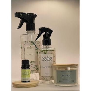 Imagem de Kit Aromatizador Agua Perfumada Home Spray Essencia e Vela Aromatica 100g (BAMBOO)