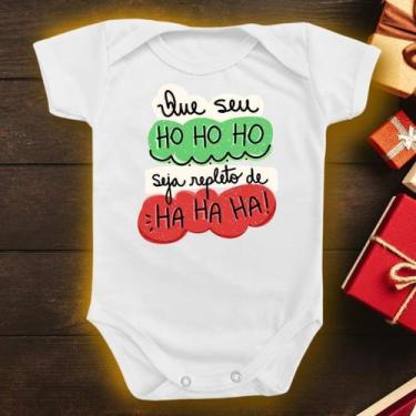 Imagem de Body Para Bebê De Natal Hoho Ho Haha Ha Feliz Menino Menina - Borizinh