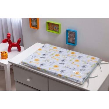 Imagem de Trocador para comoda de Bebê Safari Amarelo Cinza Viés Cinza Trocador 