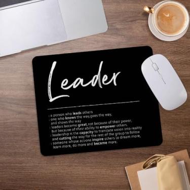 Imagem de Tapete de rato com definição de líder, tapete de rato inspirador com citação de empreendedor de liderança para secretária, escritório, casa, dormitório, computadores, laptop, acessórios para jogos, 21