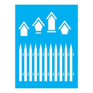 Imagem de Stencil Tamako Cerca Casa Passarinho - 15X20Cm - Ref 867