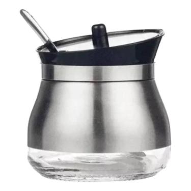Imagem de 2X Açucareiro De Luxo Aço Inox Com Tampa E Colher 9X9 Cm Cor