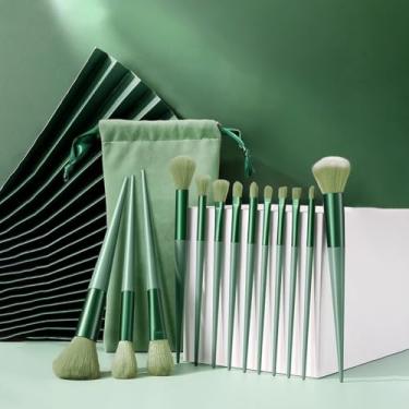 Imagem de 13 pincéis de maquiagem, corretivo de blush, delineador de sombra, kit de pincéis de maquiagem (verde)
