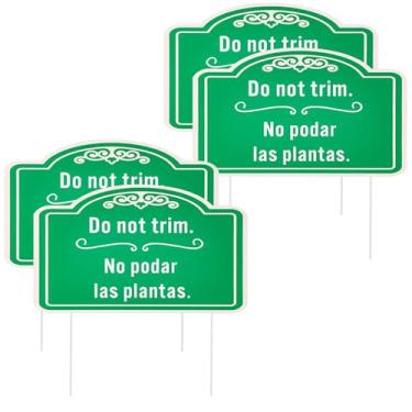 Imagem de 4 peças de placas de quintal não aparar com estacas, placas de plástico corrugado de 9,84 x 5,91 polegadas à prova d'água para decoração de jardim e quintal (verde)