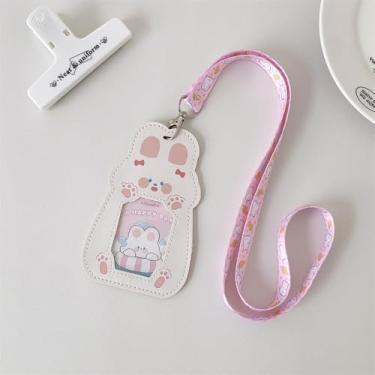 Imagem de Cordão de coelho com porta-crachá de identificação, chaveiro de pescoço para chaves, professor, estudante, escritório, escola