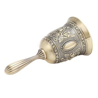 Imagem de YOUTHINK Sino de Mão de Liga de Zinco Com Padrão Rosa Vintage retrô, Sinos de Serviço Galvanizados para Alarme, Jogo de Natal, Treinamento de Animais de Estimação Com Som Alto e Claro, Fácil de