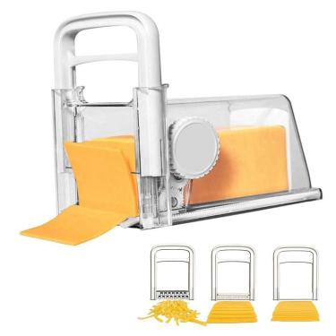 Imagem de Ralador Cortador Queijo Presunto Fatiador Manual 4 Em 1 Lamina Inox Armazenamento Pote Hermetico