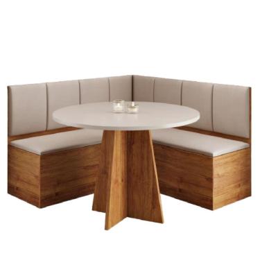 Imagem de Conjunto Sala De Jantar Canto Alemão Com Baú Liebe Com Mesa Fin Veludo Viero Madeirado