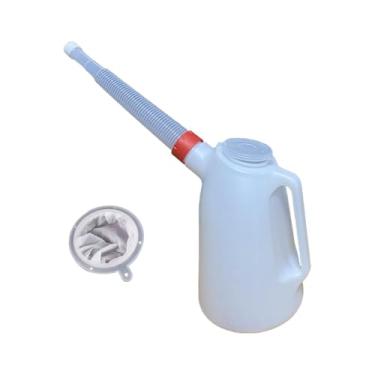 Imagem de Mqetly Jarra de óleo com bico longo, espessa, multiuso, com alça, recipiente medidor robusto para óleo de motor. Dispensador de para motores, 4l