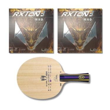 Imagem de Combo LOKI K3 Clássica com Borracha Rxton3, Raquete 5folhas de madeira +2 Carbono, Borracha Tensionada, Montada, Tênis de Mesa