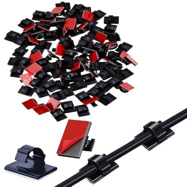 Imagem de Pacote com 100 clipes autoadesivos para cabos – Suportes de fio fortes para mesa, escritório, casa e carro – Gerenciamento de cabos para cabos, USB, rede e muito mais