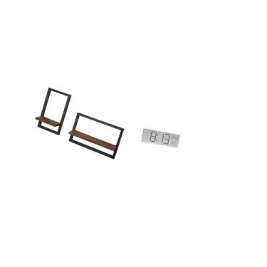 Imagem de Fenteer Conjunto de Prateleiras Flutuantes Rústicas Modernas E Relógio de Parede Digital para Cozinha, Escritório, Sala de Jantar, Quarto, Sala de Aula, Armaz