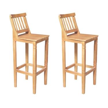 Imagem de Kit 2 Banquetas Alta De Ripada Com Encosto Confort - Natural - Bege