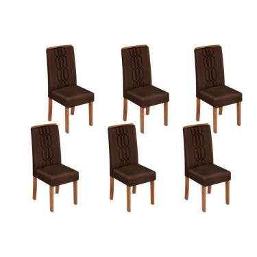 Imagem de Kit 6 Cadeiras Sala Jantar Zoe 6 Un Freijó Suede Moca