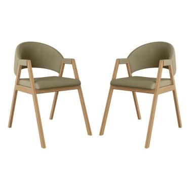 Imagem de Kit 2 Cadeiras Mesa Jantar Suellen Versátil Reforçada Linho Bege